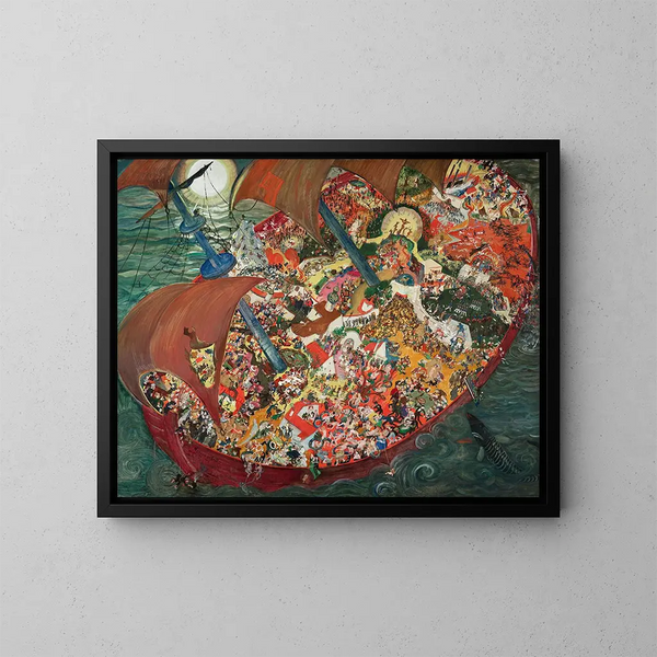 De gekkenboot - Oskar Laske — ingelijst kunstwerk aan de muur