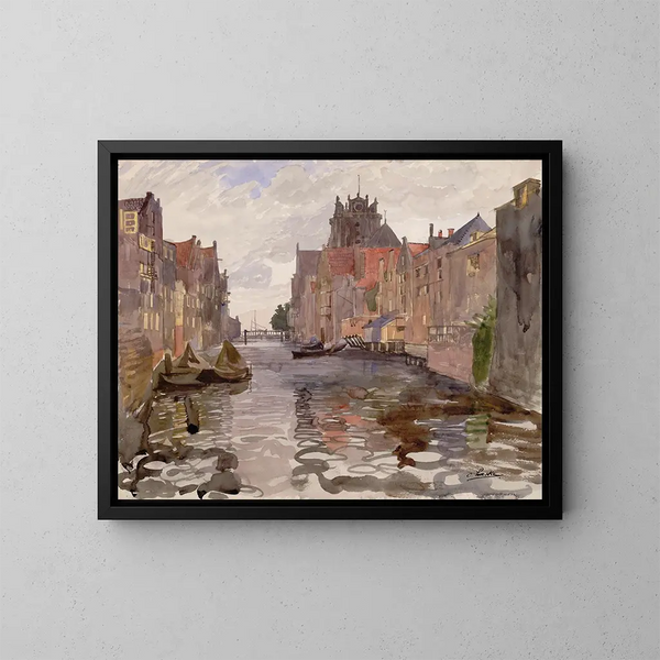 Kanaal in Dordrecht - Oskar Laske — ingelijst kunstwerk aan de muur