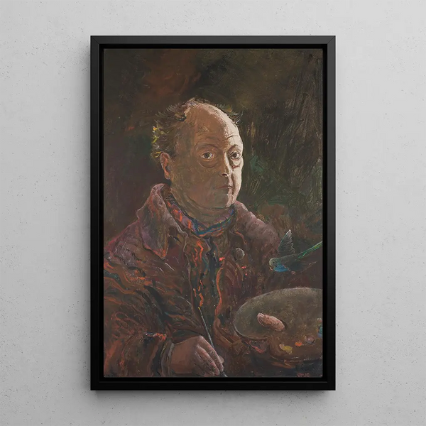 Oskar Laske - Selbstbildnis mit Wellensittich.webp