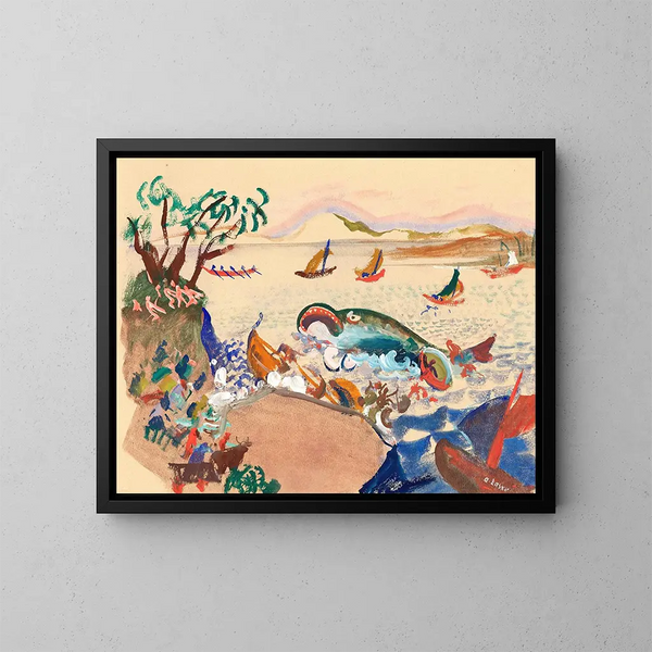 La Baleine - Oskar Laske — ingelijst kunstwerk aan de muur
