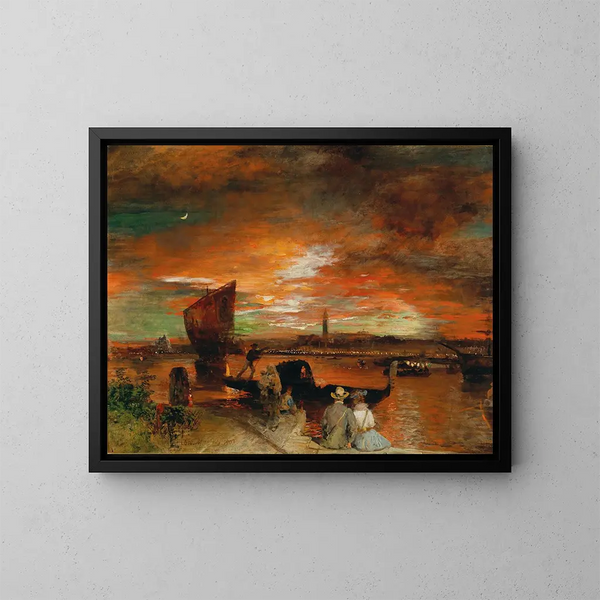 van een scène bij schemering in Venetië - Oswald Achenbach — ingelijst kunstwerk aan de muur