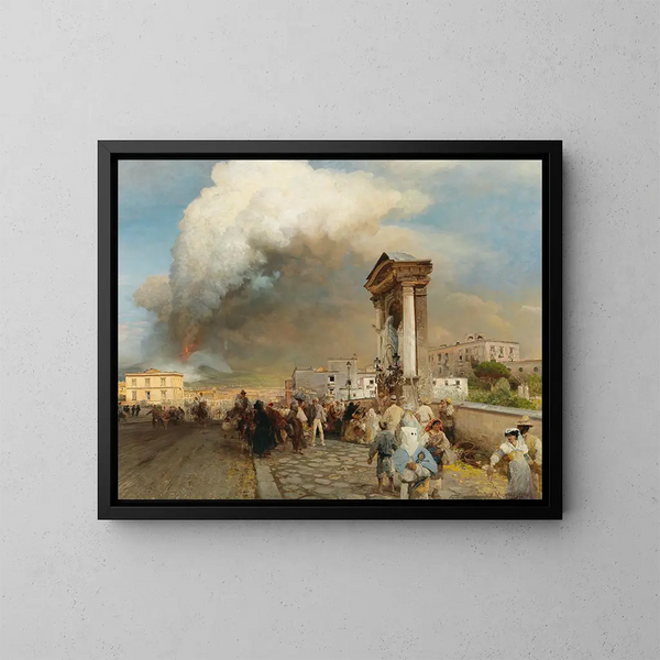 Vesuvius-uitbarsting - Oswald Achenbach — ingelijst kunstwerk aan de muur