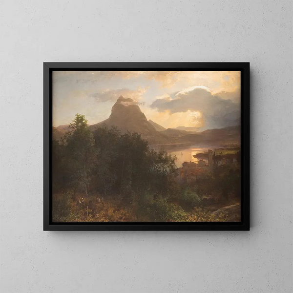 van de Druivenoogst bij schemering - Oswald Achenbach — ingelijst kunstwerk aan de muur