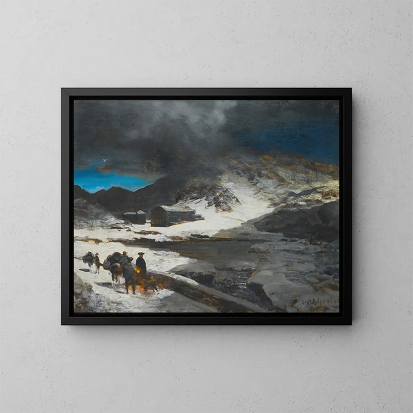 L'auberge du Grand Saint-Bernard dans les Alpes - Oswald Achenbach — ingelijst kunstwerk aan de muur