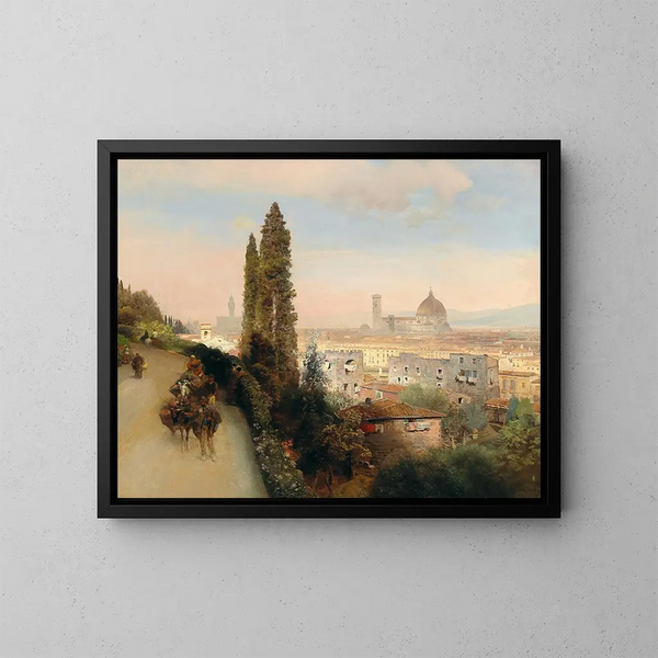 Vue de Florence - Oswald Achenbach — ingelijst kunstwerk aan de muur