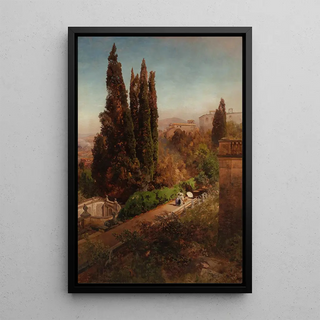 Oswald Achenbach - View from high in the gardens of Villa Torlonia Frascati Rome.webp