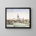 dorp met kerk in Broager - Otto Didrik Ottesen — ingelijst kunstwerk aan de muur