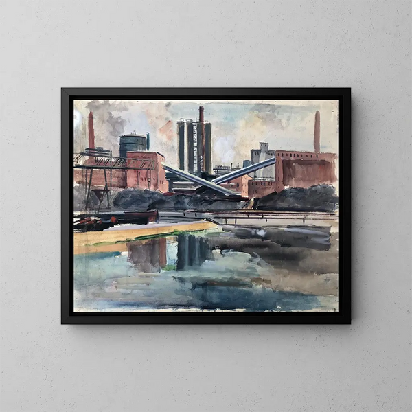 Fabriek in Linz - Otto Geigenberger — ingelijst kunstwerk aan de muur