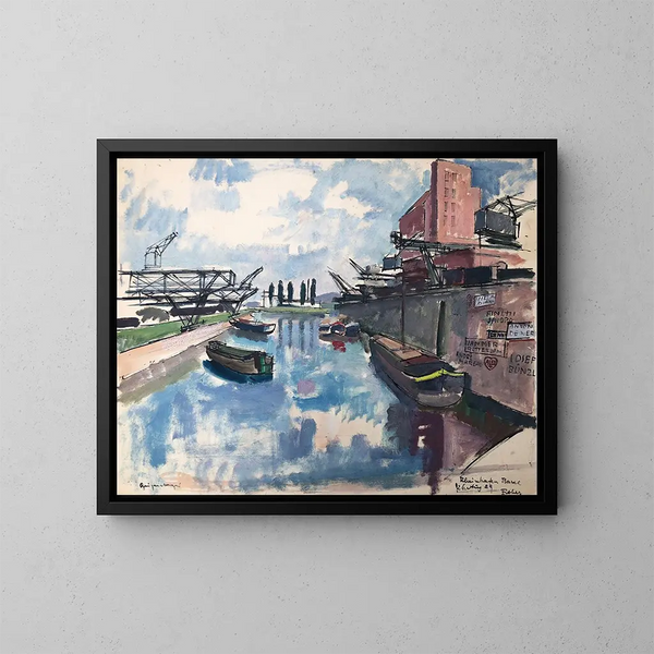 Port du Rhin à Bâle - Otto Geigenberger — ingelijst kunstwerk aan de muur