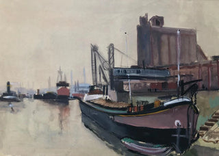 Otto Geigenberger - Schiffe im Hamburger Hafen.webp