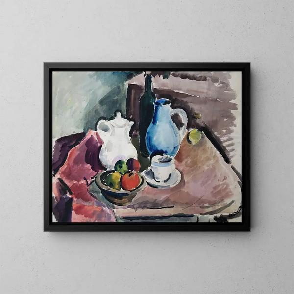 Natuurstudie met een blauwe kruik - Otto Geigenberger — ingelijst kunstwerk aan de muur