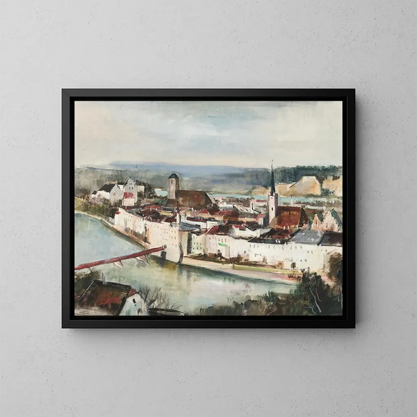Vue de Wasserburg am Inn depuis l'Innleite - Otto Geigenberger — ingelijst kunstwerk aan de muur