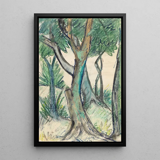 Otto Mueller - Landschaft mit Bumen im Vordergrund.webp