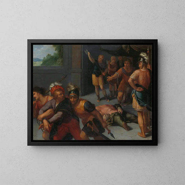 De onthoofding van Claudius Paulus en de gevangenneming van Julius Civilis - Otto van Veen — ingelijst kunstwerk aan de muur