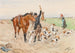 Cavalier met een roedel honden in een veld - Ottokar Walter — weergave van het kunstwerk