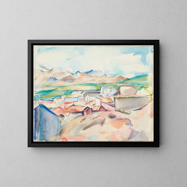 Dorpsgezicht in Banyuls-sur-Mer - Owen Merton — ingelijst kunstwerk aan de muur