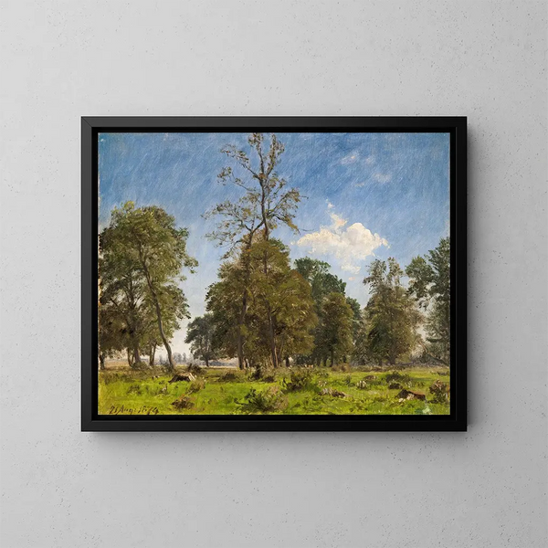 Aan de rand van Knabstrup Dyrehave - P. C.. Skovgaard — ingelijst kunstwerk aan de muur
