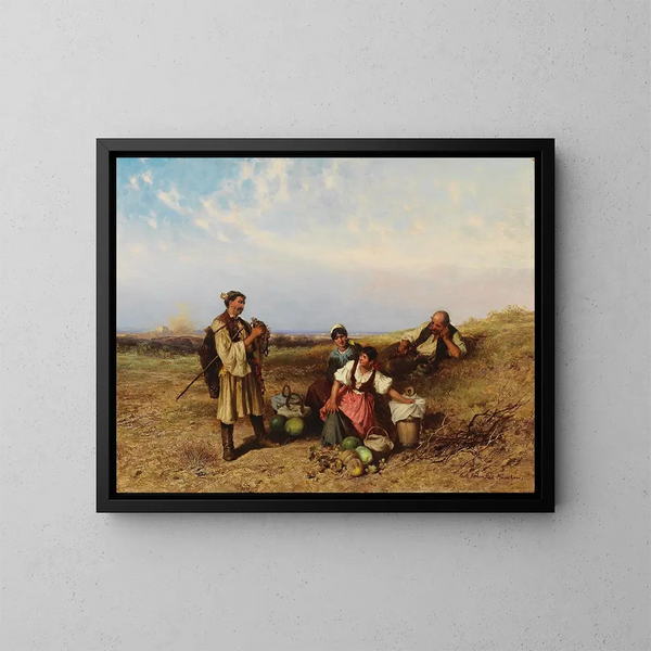 Rust in het veld - Pál Böhm — ingelijst kunstwerk aan de muur