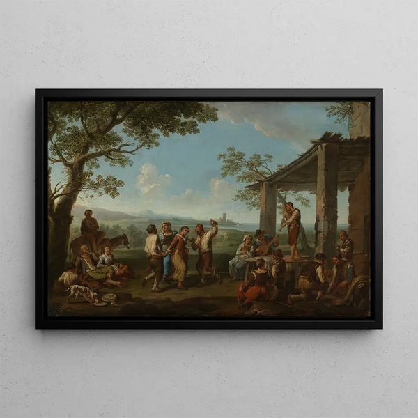 Paolo Monaldi - Tanzende italienische Bauern vor einer Osteria.webp
