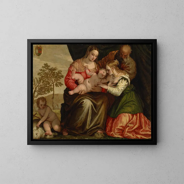 Het mystieke huwelijk van Sint Catharina - Paolo Véronèse — ingelijst kunstwerk aan de muur