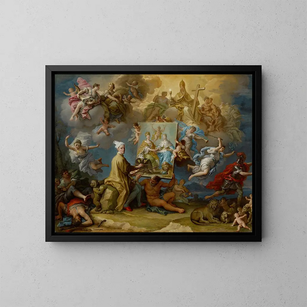van de Allegorie van de gevolgen van de Vrede van Utrecht - Paolo de Matteis — ingelijst kunstwerk aan de muur