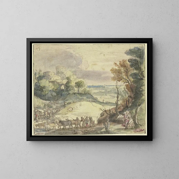 Jacob luttant avec l'ange - Paul Bril — ingelijst kunstwerk aan de muur