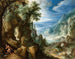 Landschap met bergtoppen en Sint-Jerome - Paul Bril — weergave van het kunstwerk