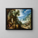 Landschap met bergtoppen en Sint-Jerome - Paul Bril — ingelijst kunstwerk aan de muur