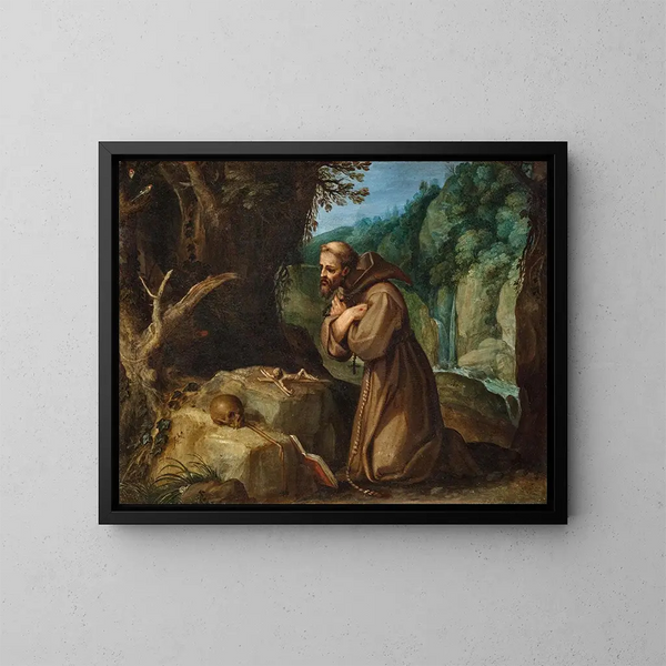 Sint Franciscus van Assisi in meditatie - Paul Bril — ingelijst kunstwerk aan de muur