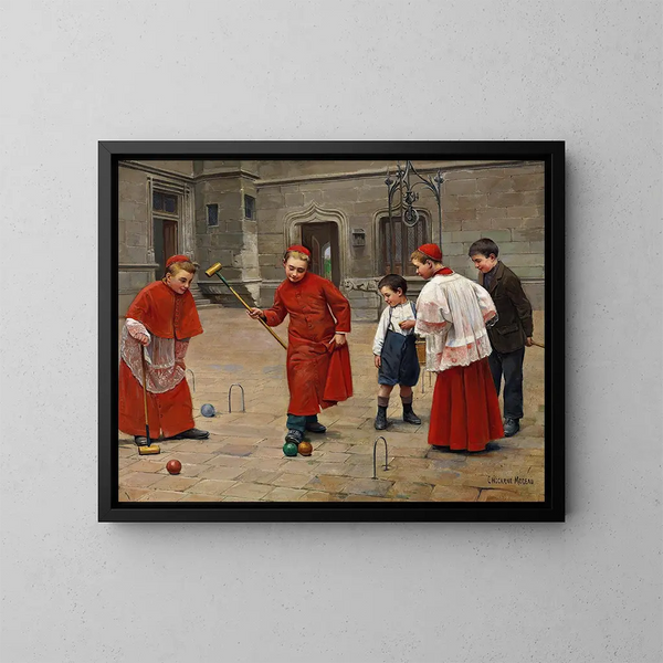 Jouer au croquet - Paul Charles Chocarne-Moreau — ingelijst kunstwerk aan de muur