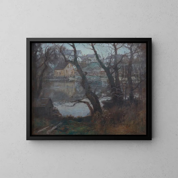 Landschap van een stad in Nieuw-Engeland - Paul Cornoyer — ingelijst kunstwerk aan de muur