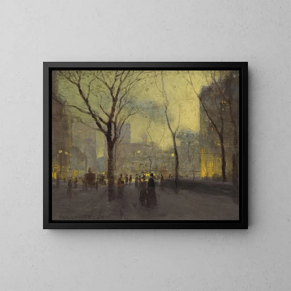 Hôtel Plaza onder de regen - Paul Cornoyer — ingelijst kunstwerk aan de muur