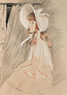 Meisje dat omhoog kijkt - Paul César Helleu — weergave van het kunstwerk
