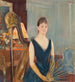 van een zittende harpiste met een waaier - Paul César Helleu — weergave van het kunstwerk