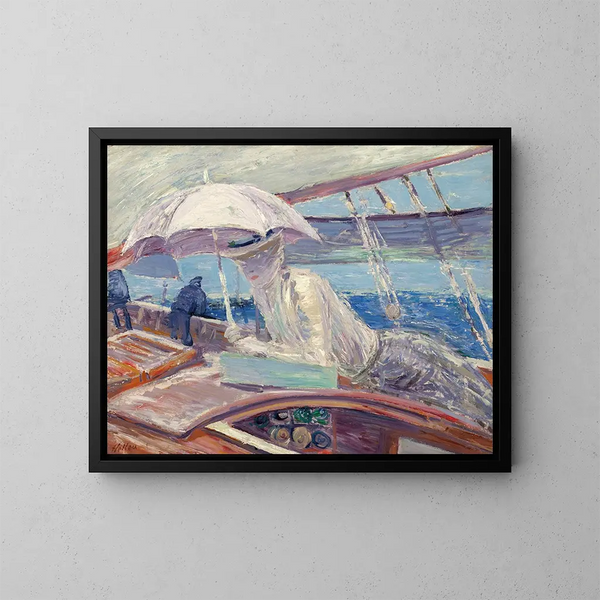 Madame Helleu aan boord van de jacht Bird - Paul César Helleu — ingelijst kunstwerk aan de muur