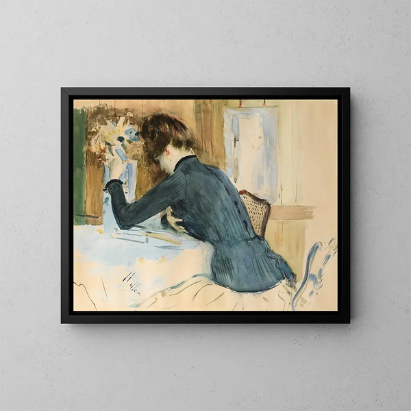 Portret van een jonge meisje in profiel - Paul César Helleu — ingelijst kunstwerk aan de muur