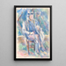 a Man wearing a straw hat - Paul Cézanne — framed artwork on a wall