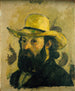 Zelfportret met strohoed - Paul Cézanne — weergave van het kunstwerk