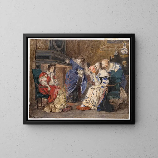 Vrouwen in een interieur - Paul Delaroche — ingelijst kunstwerk aan de muur