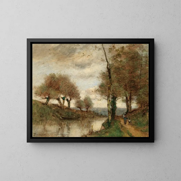 Chemin du retour au bord de la rivière - Paul Désiré Trouillebert — ingelijst kunstwerk aan de muur