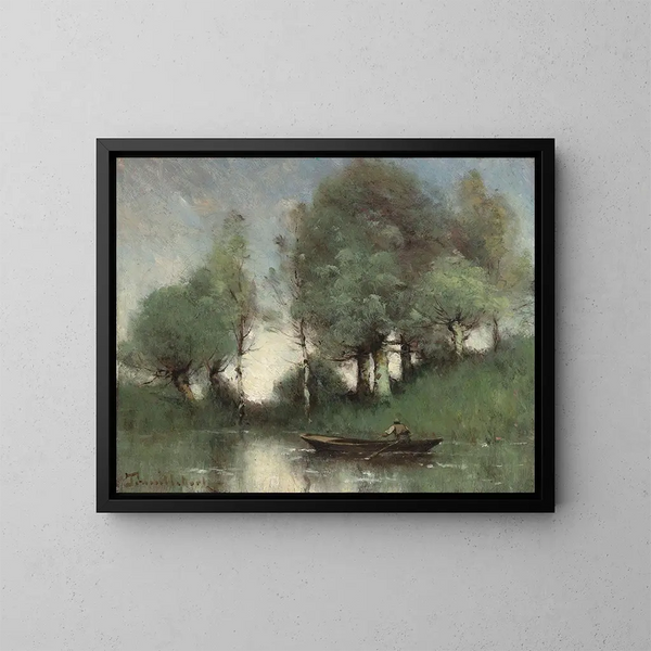 De veerman op de vijver - Paul Désiré Trouillebert — ingelijst kunstwerk aan de muur