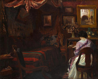 Een intieme interieur - Paul Émile Lecomte — weergave van het kunstwerk