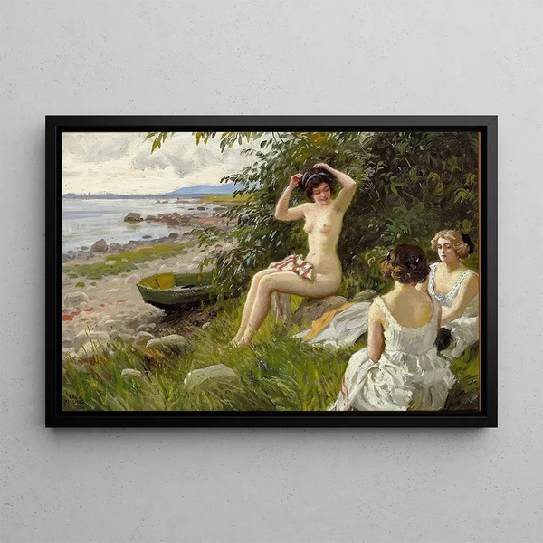 Paul Fischer - Tre badepiger i strandkanten.webp