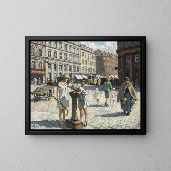 "Au Triangle à Copenhague un jour d'été chaud" door Paul Fischer — ingelijst kunstwerk aan de muur