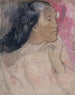 Een Tahitiaanse vrouw met een bloem in haar haar - Paul Gauguin — weergave van het kunstwerk