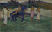 Samenstelling met figuren en een paard - Paul Gauguin — weergave van het kunstwerk