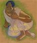 Tahitisch vrouwelijk schilderij zittend - Paul Gauguin — weergave van het kunstwerk