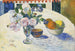 Bloemen en fruitschaal op een tafel - Paul Gauguin — weergave van het kunstwerk