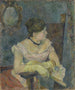 Madame Mette Gauguin in avondjurk - Paul Gauguin — weergave van het kunstwerk