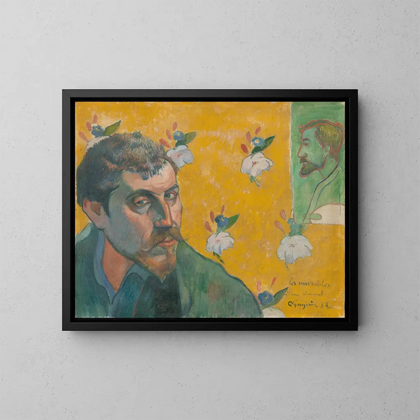 Zelfportret met het portret van Bernard Les Misérables - Paul Gauguin — ingelijst kunstwerk aan de muur